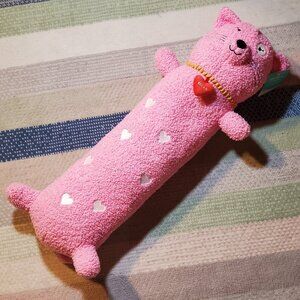 Pillowfort Weighted Pillow Plush 'Eclair' Pink Cat w/Hearts 30" 3.5lbs BRAND NEW